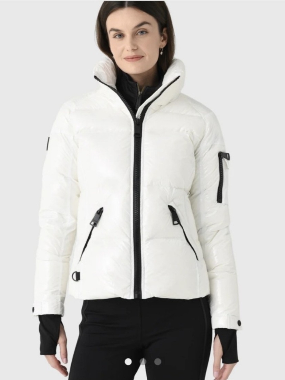 SAM. Gloss White Quilted High-Collar Puffer Jacket XS